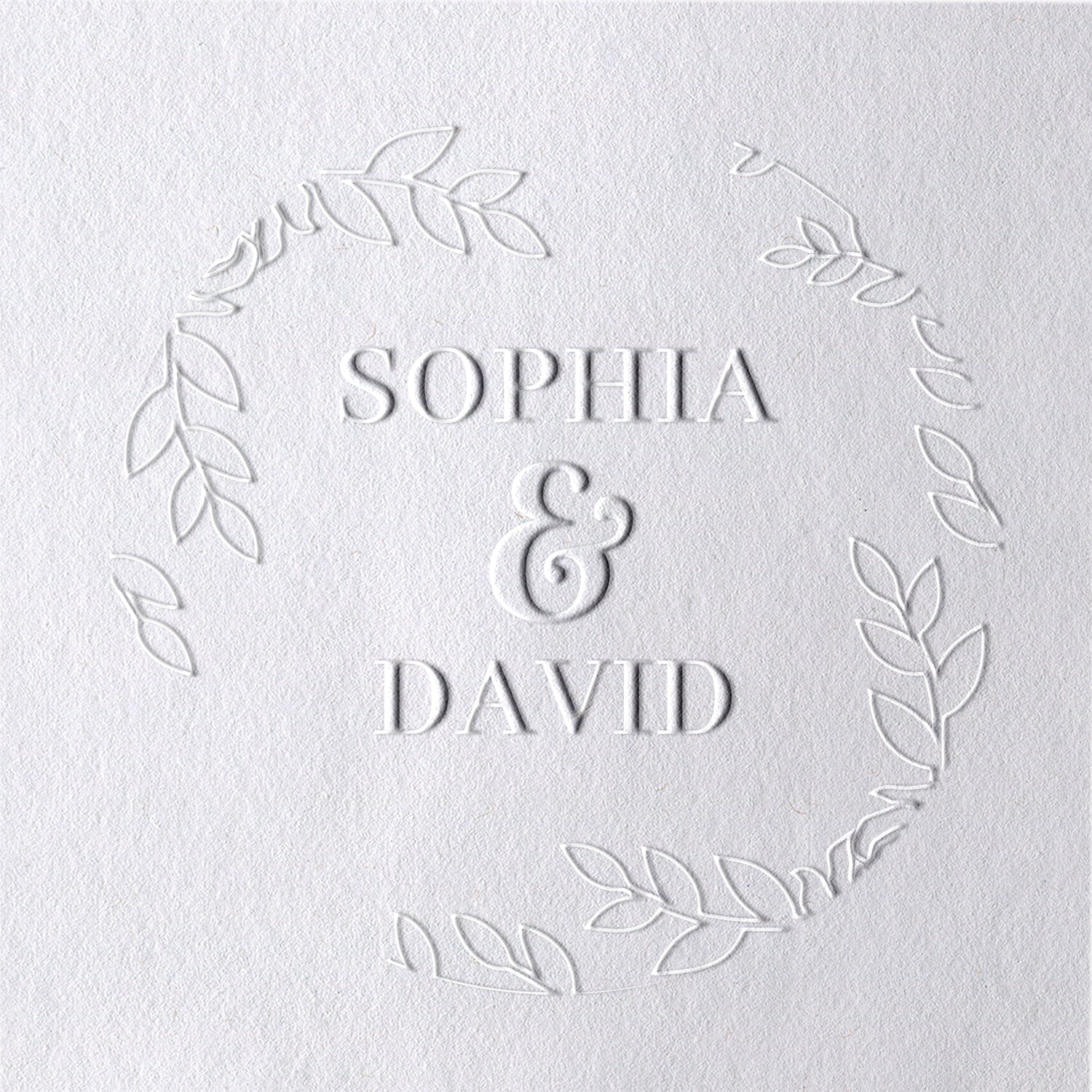 Custom Incomplete Wreath Name Embosser 261