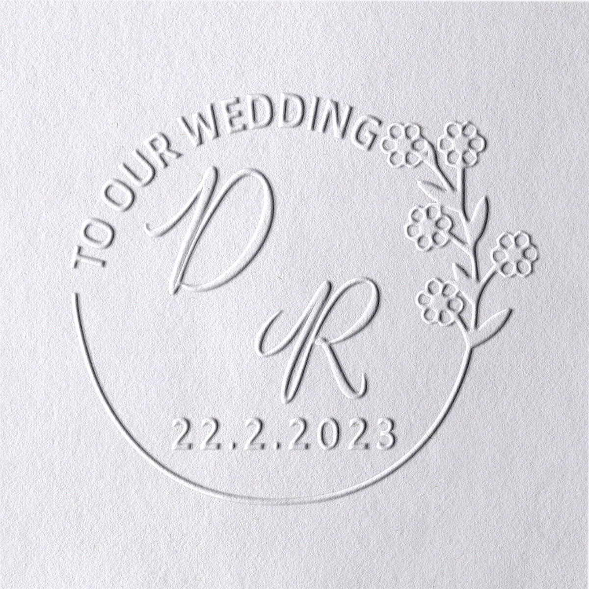 Custom Initials and Bouquet Wedding Monogram Embosser 30