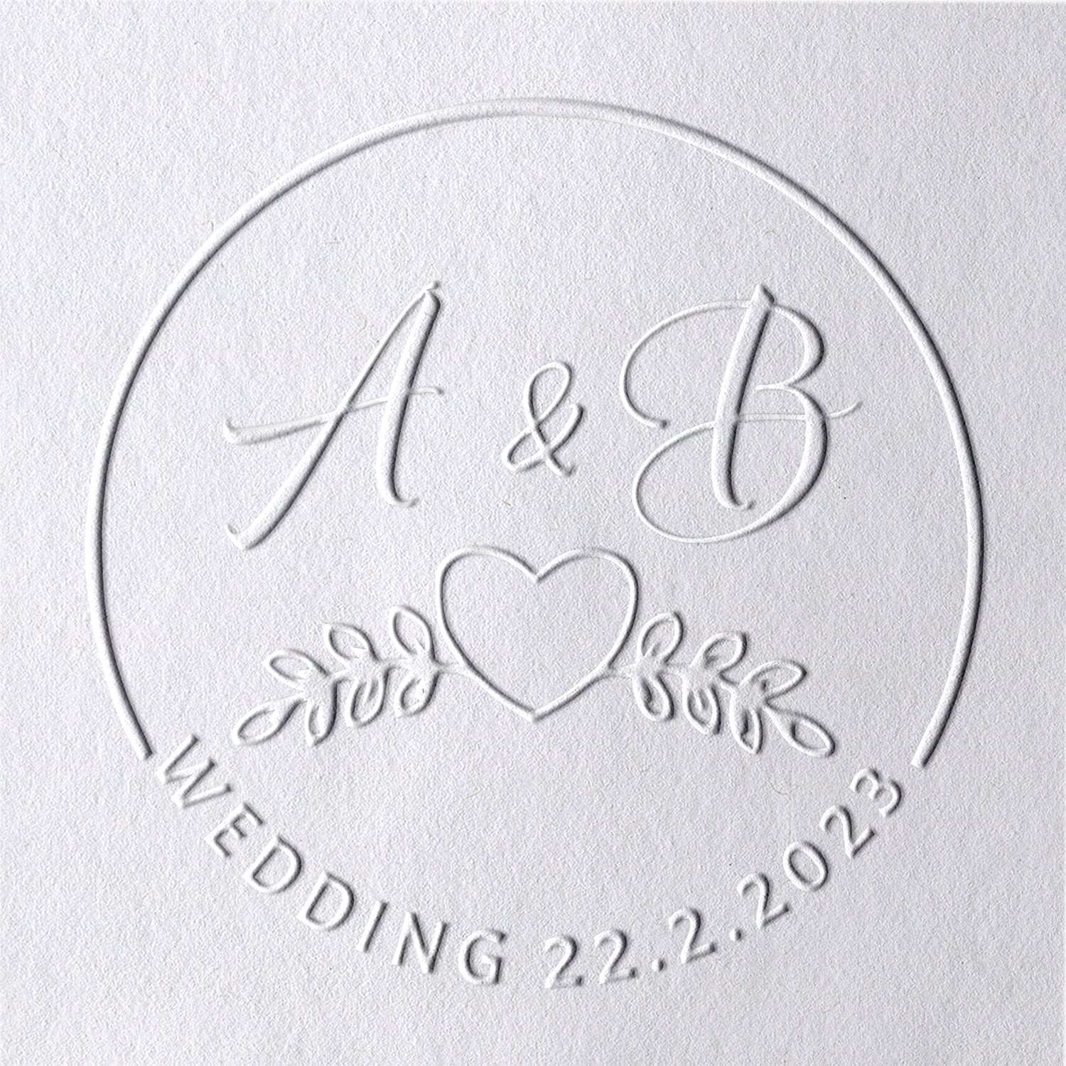 Custom Initials and Heart Wedding Monogram Embosser 251