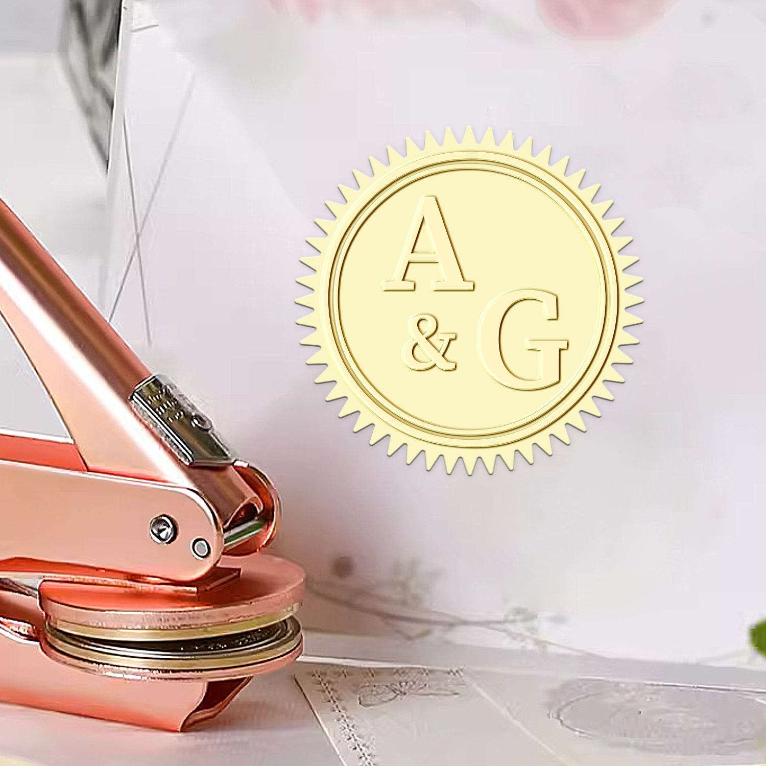 Custom Initials Minimalist Wedding Monogram Embosser 1-351