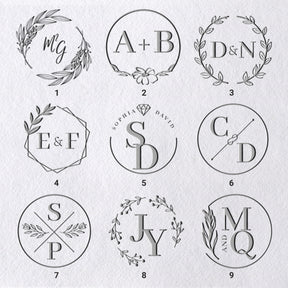 Custom Initials Wedding Monogram Embossers (36 Designs) 1-9