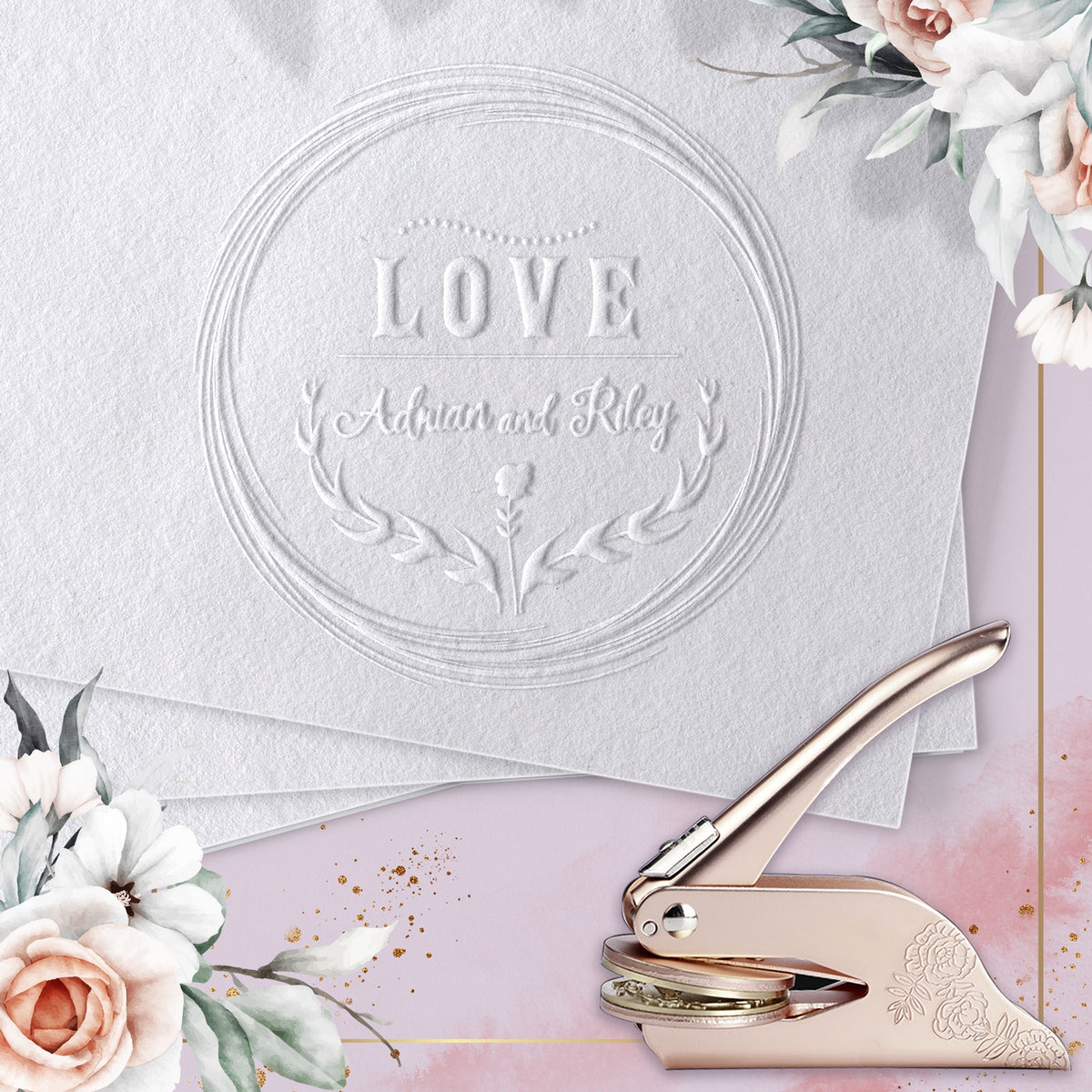 Custom LOVE Thorns Wedding Embosser - Stamprints