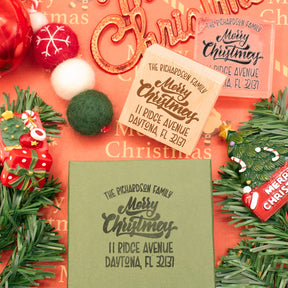 Custom Merry Christmas Square Address Rubber Stamp2