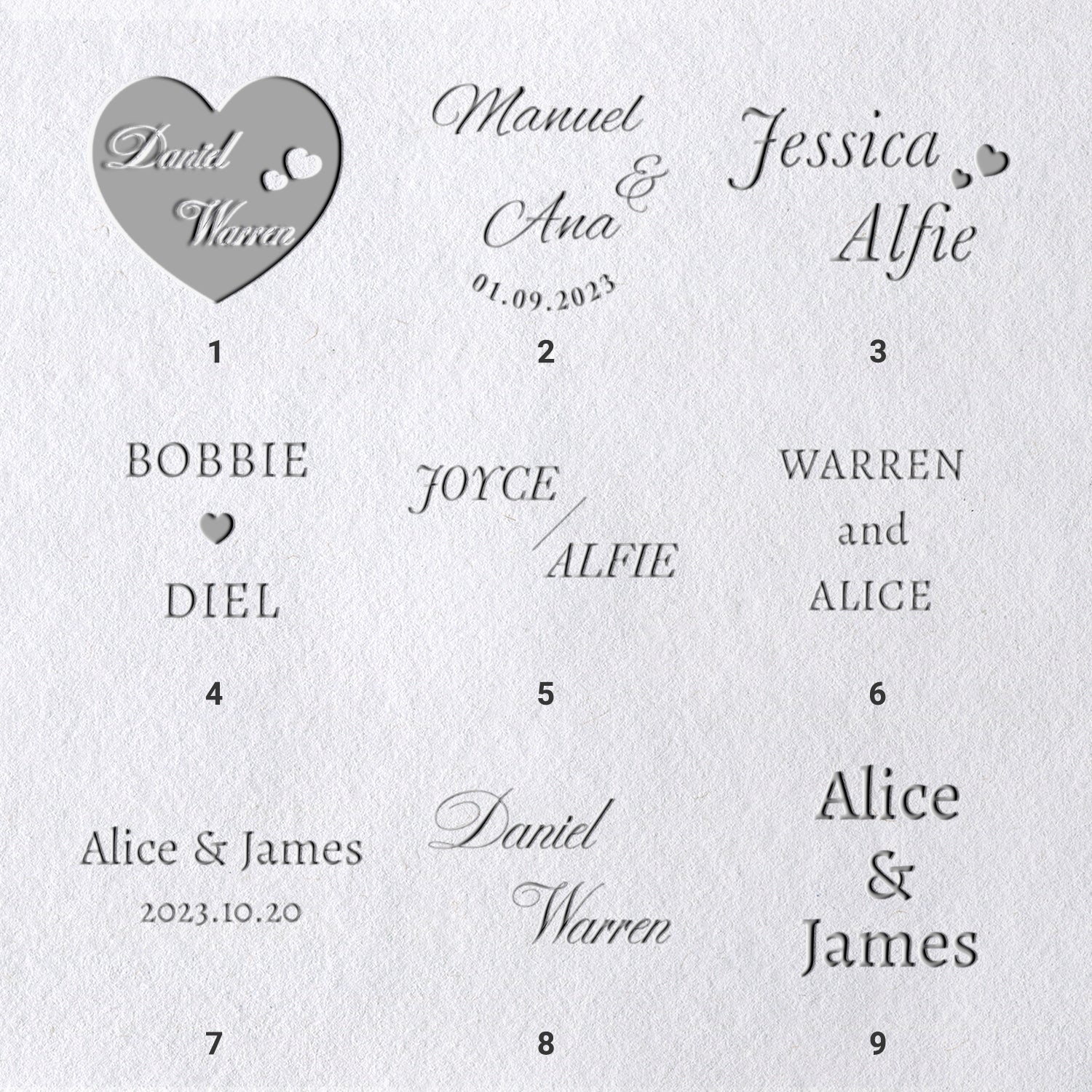 Custom Minimalist Name Wedding Embosser (9 Designs) Custom Minimalist Name Wedding Embosser (9 Designs)