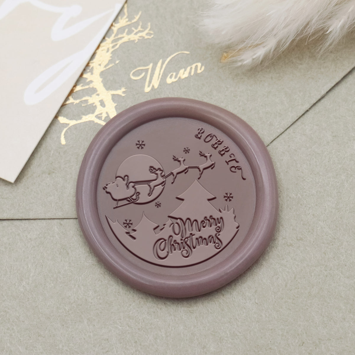 Custom Moon Sleigh Reindeer Christmas Name Wax Seal Stamp1