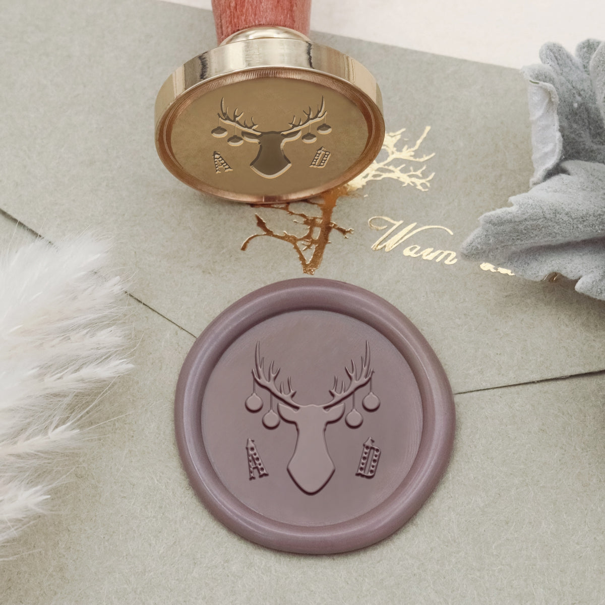 Custom Moose Head Christmas Name Wax Seal Stamp
