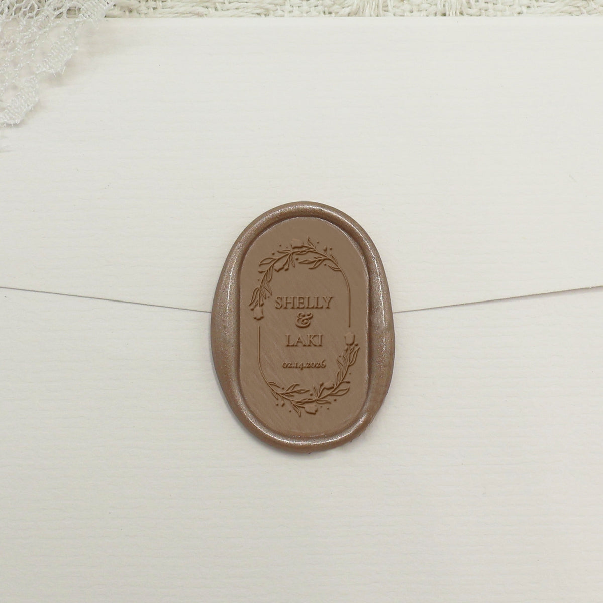 Custom Oval Wedding Wax Seal Stamp - Style 10 1