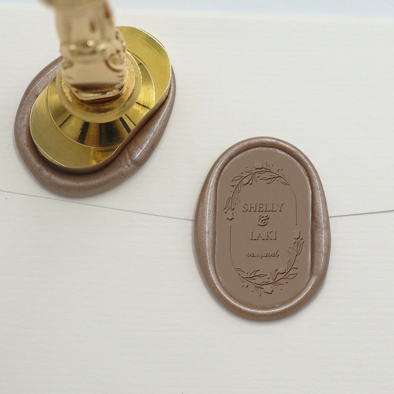 Custom Oval Wedding Wax Seal Stamp - Style 10 2
