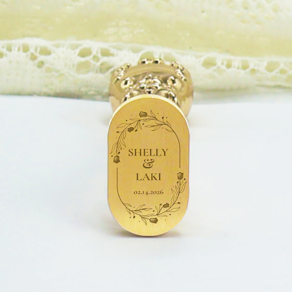 Custom Oval Wedding Wax Seal Stamp - Style 10 4