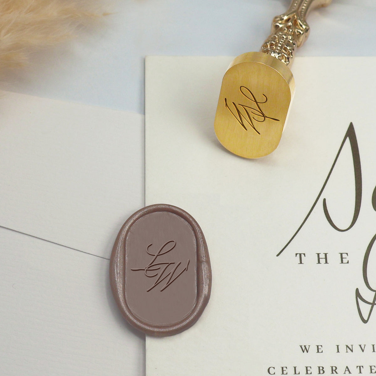 Custom Oval Wedding Wax Seal Stamp - Style 13 3