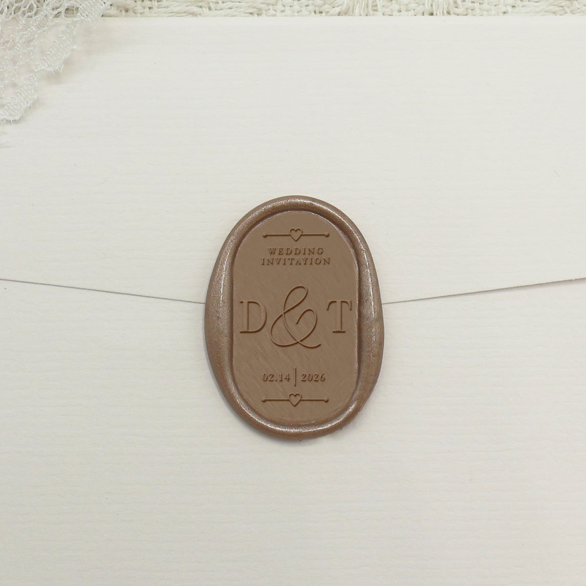 Custom Oval Wedding Wax Seal Stamp - Style 2 - Stamprints