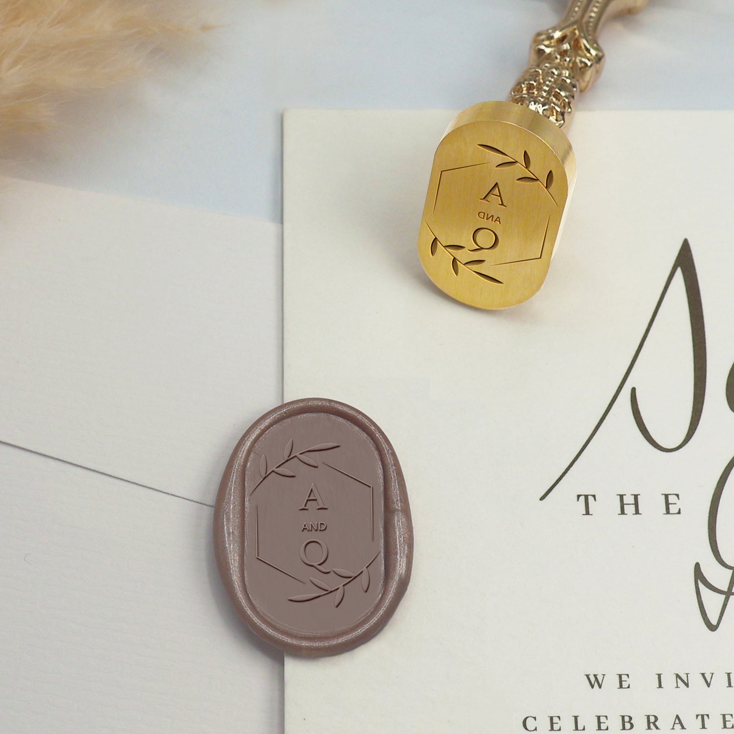 Custom Oval Wedding Wax Seal Stamp - Style 24 3