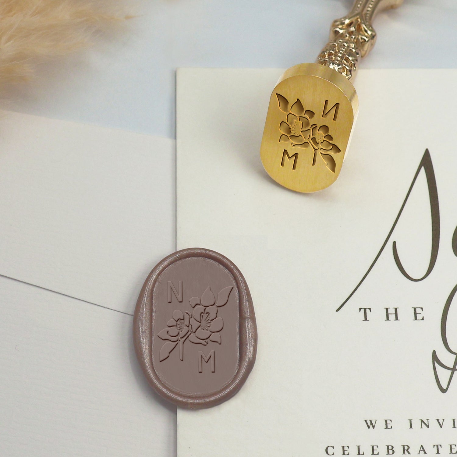Custom Oval Wedding Wax Seal Stamp - Style 26 3