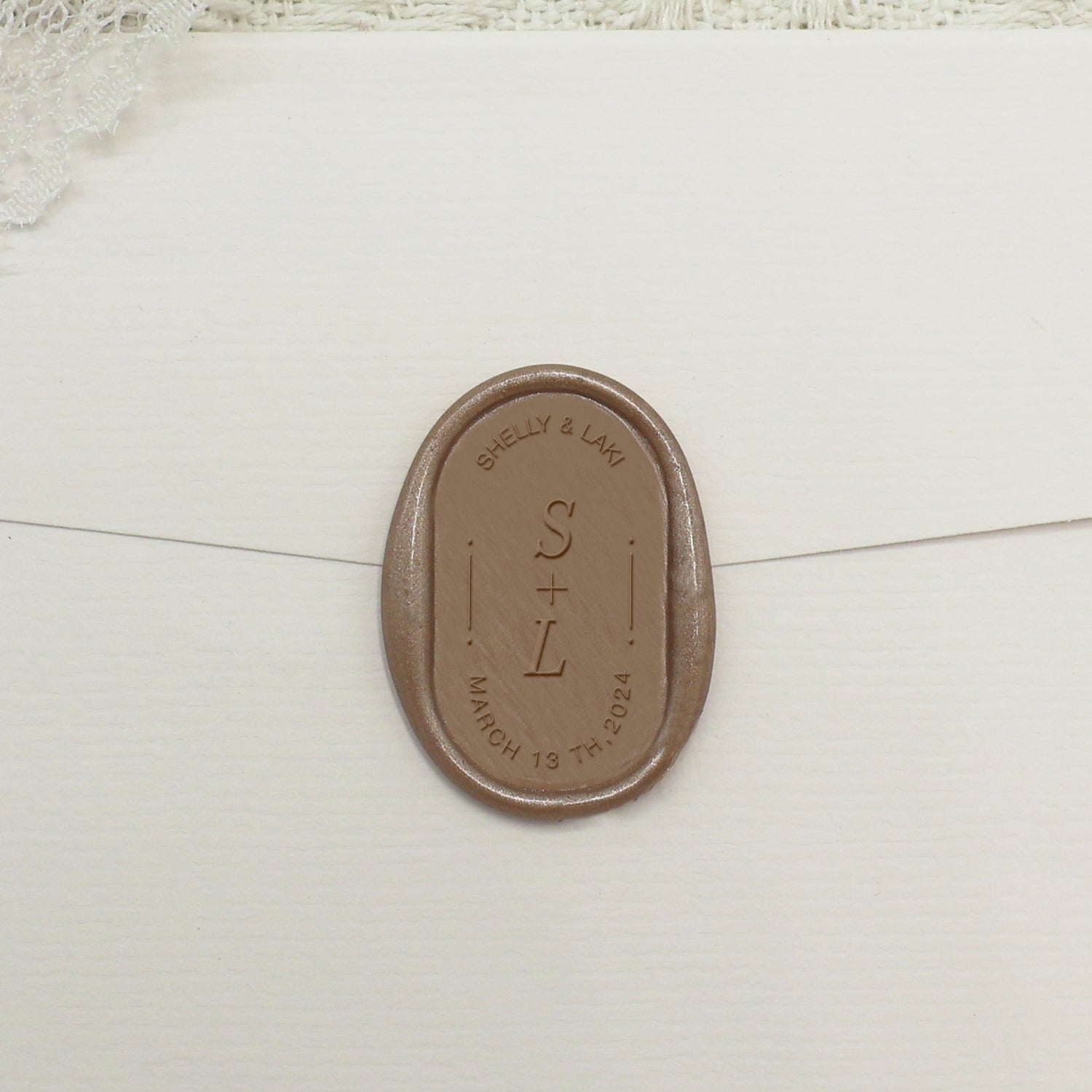 Custom Oval Wedding Wax Seal Stamp - Style 3 1