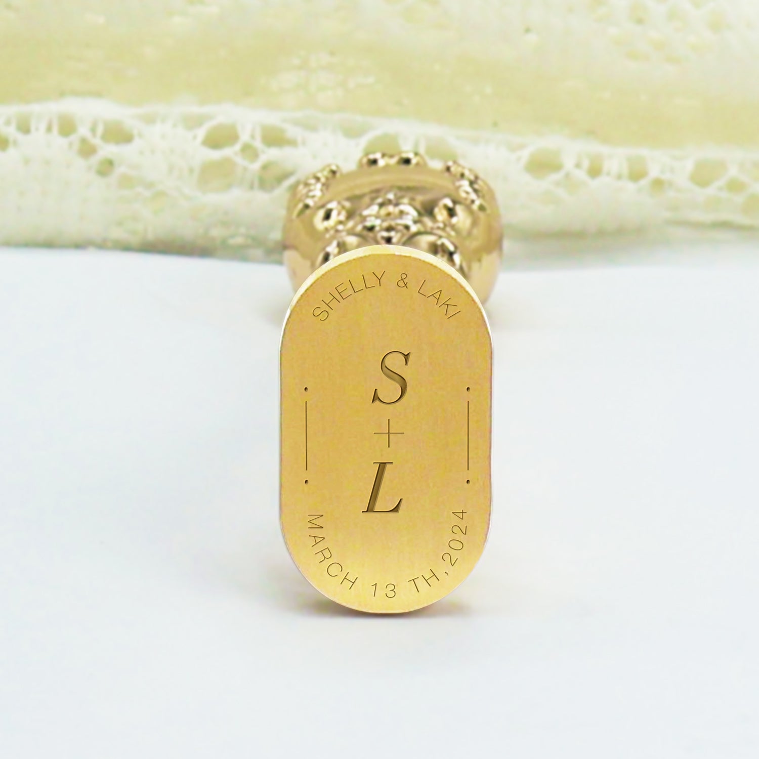 Custom Oval Wedding Wax Seal Stamp - Style 3 4