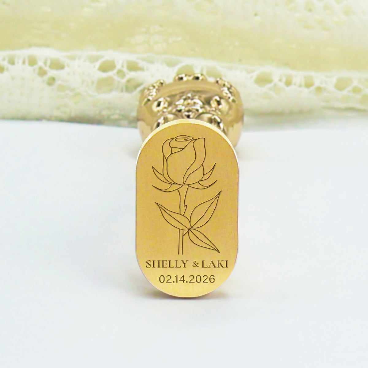 Custom Oval Wedding Wax Seal Stamp - Style 5 4