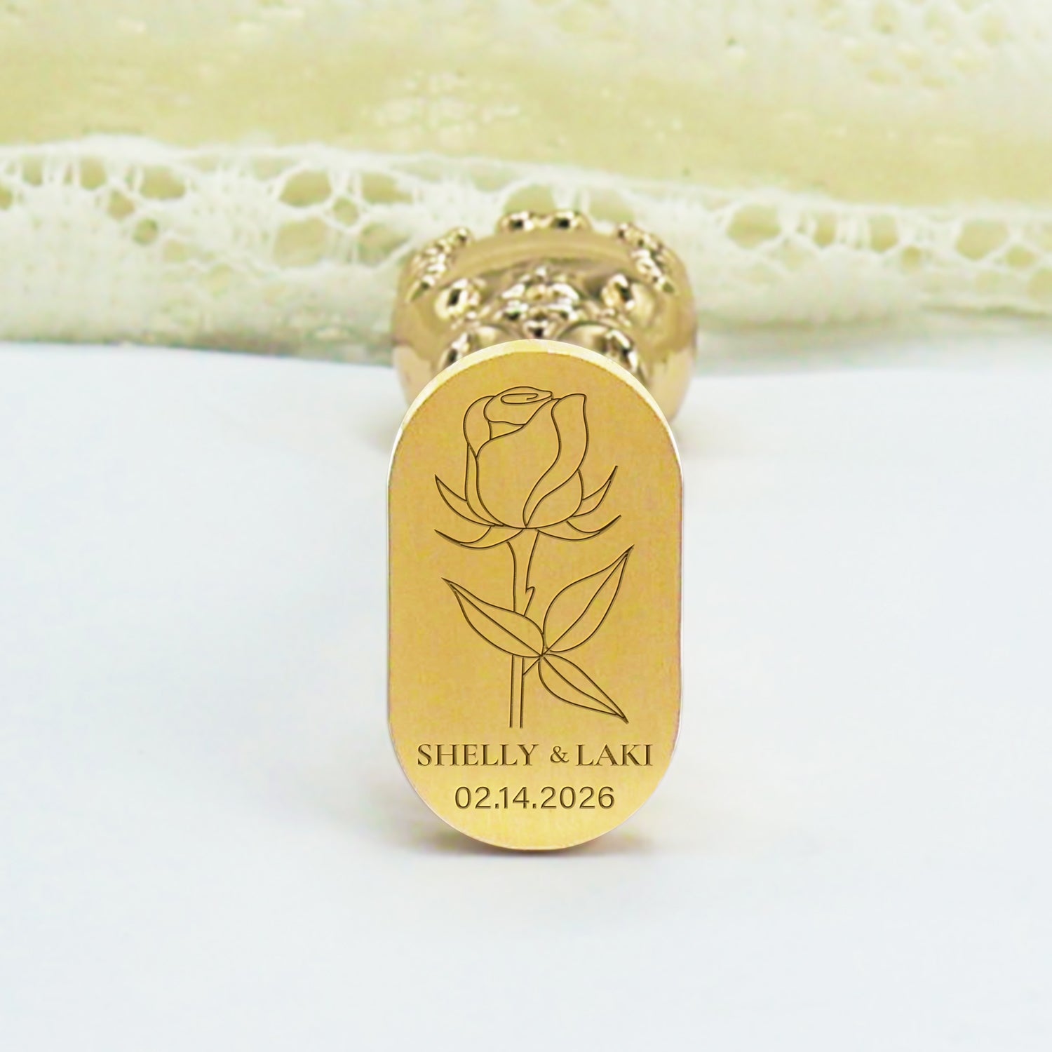 Custom Oval Wedding Wax Seal Stamp - Style 5 4