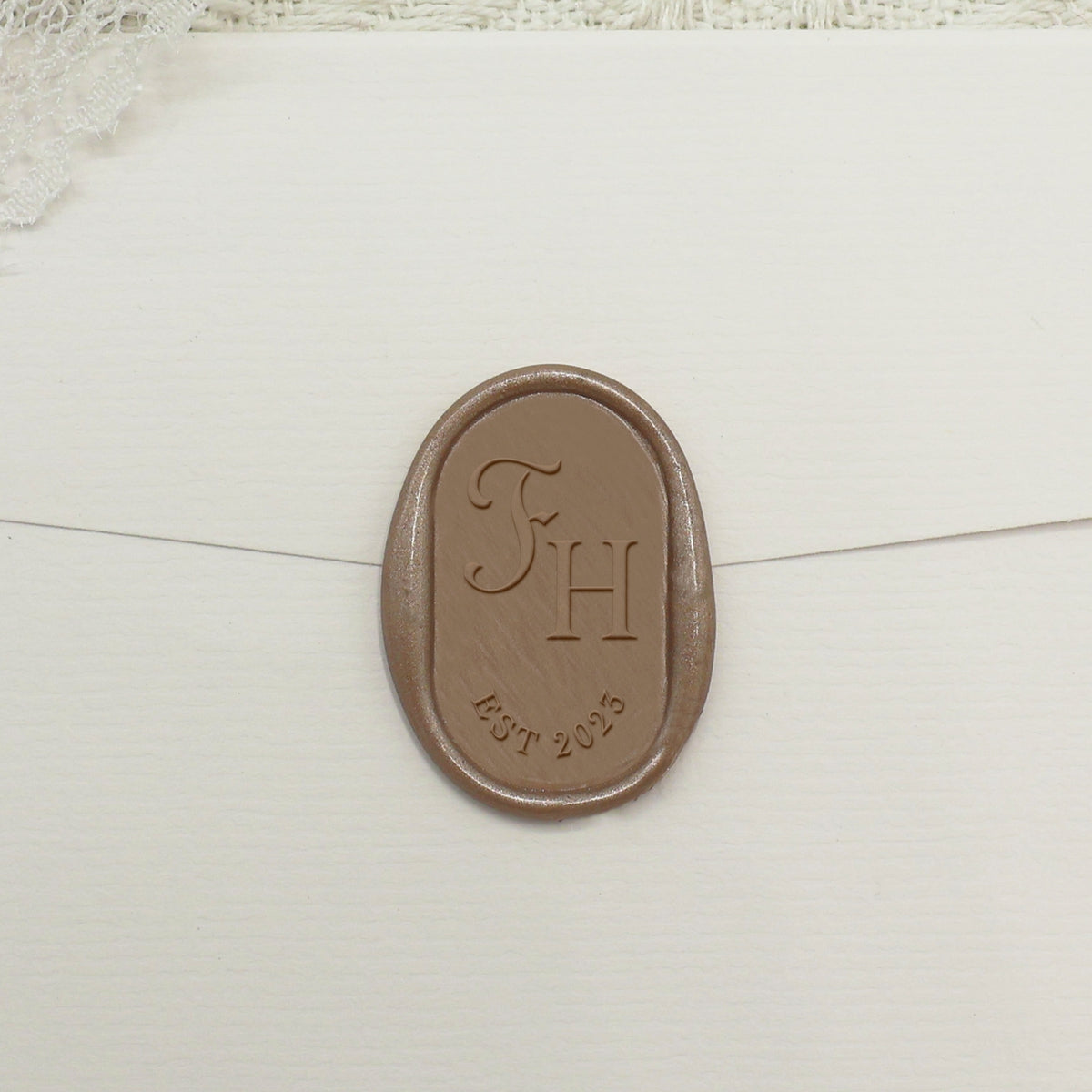 Custom Oval Wedding Wax Seal Stamp - Style 7 1