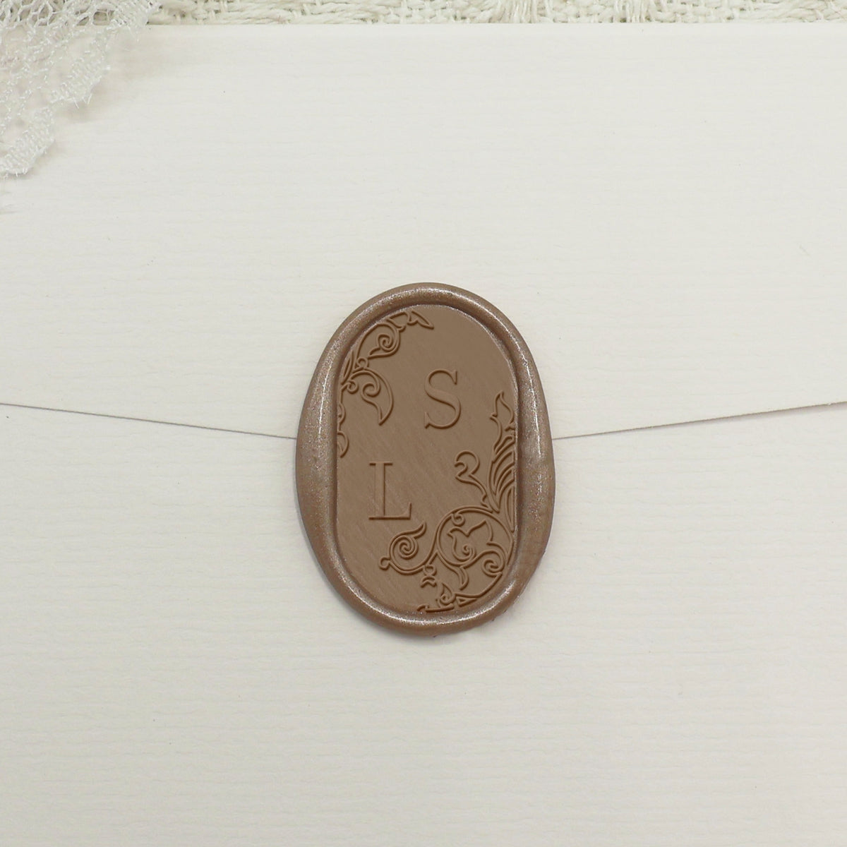 Custom Oval Wedding Wax Seal Stamp - Style 8 1