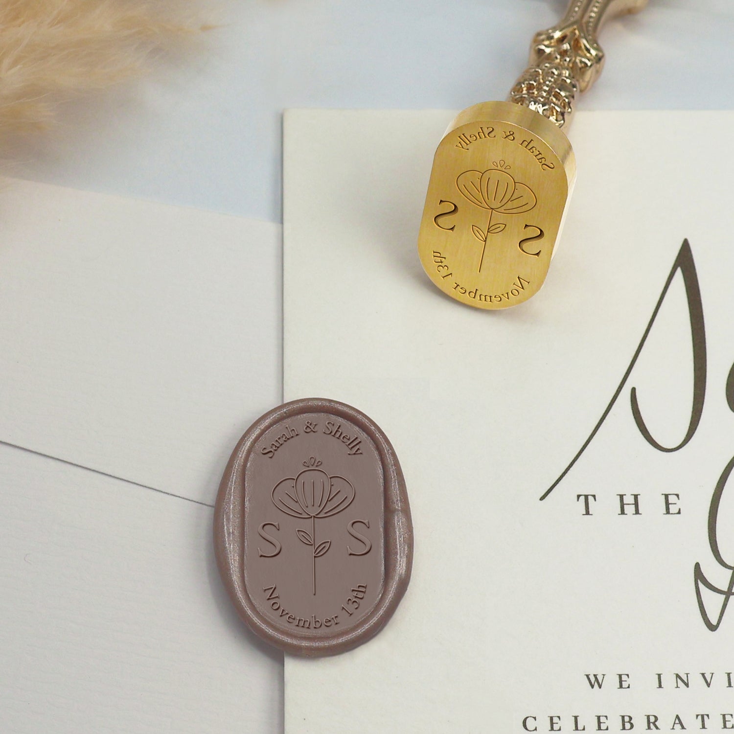Custom Oval Wedding Wax Seal Stamps (27 Designs) - Stamprints