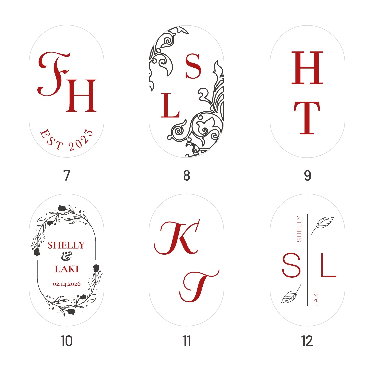 Custom Oval Wedding Wax Seal Stamps (27 Designs) - Stamprints5