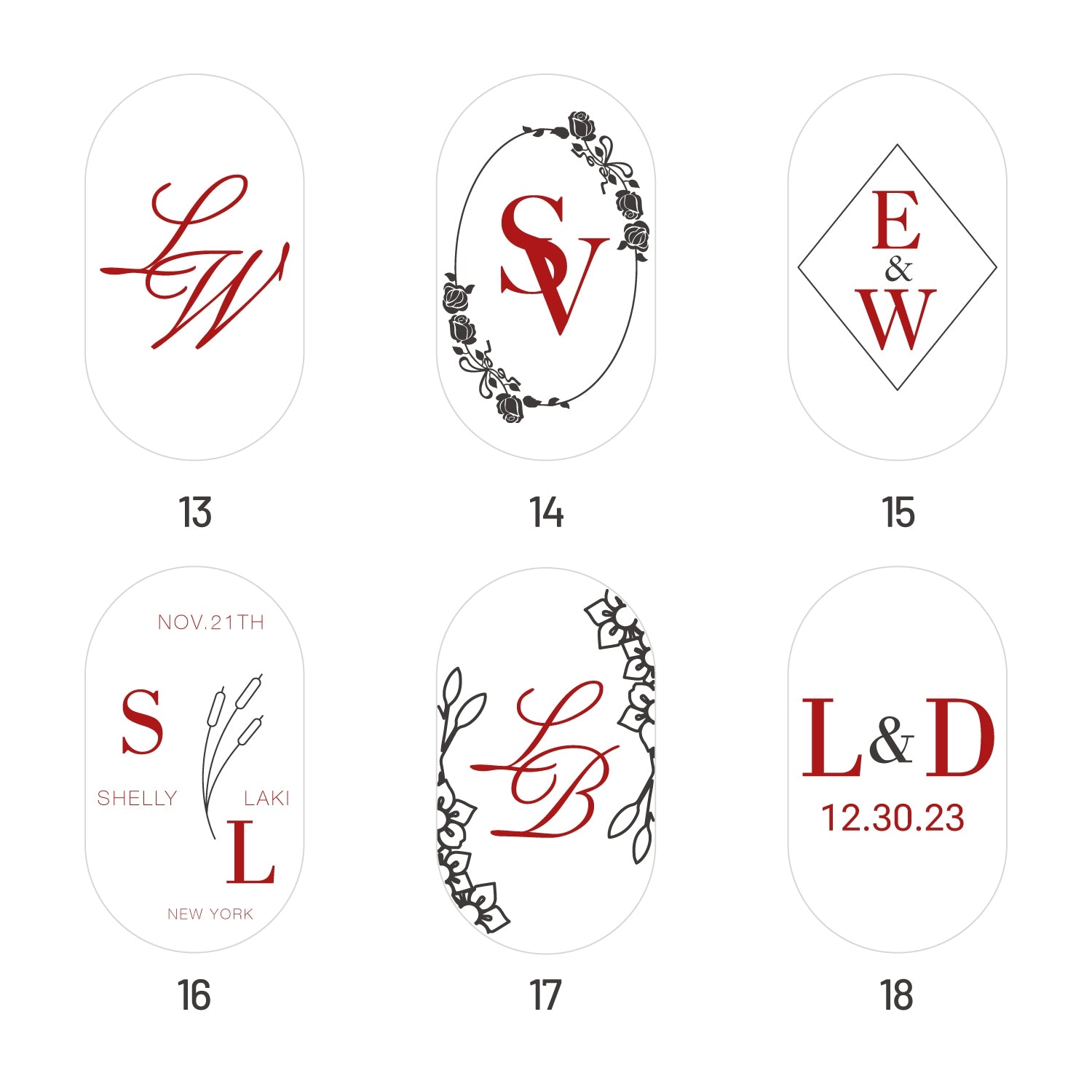 Custom Oval Wedding Wax Seal Stamps (27 Designs) - Stamprints6