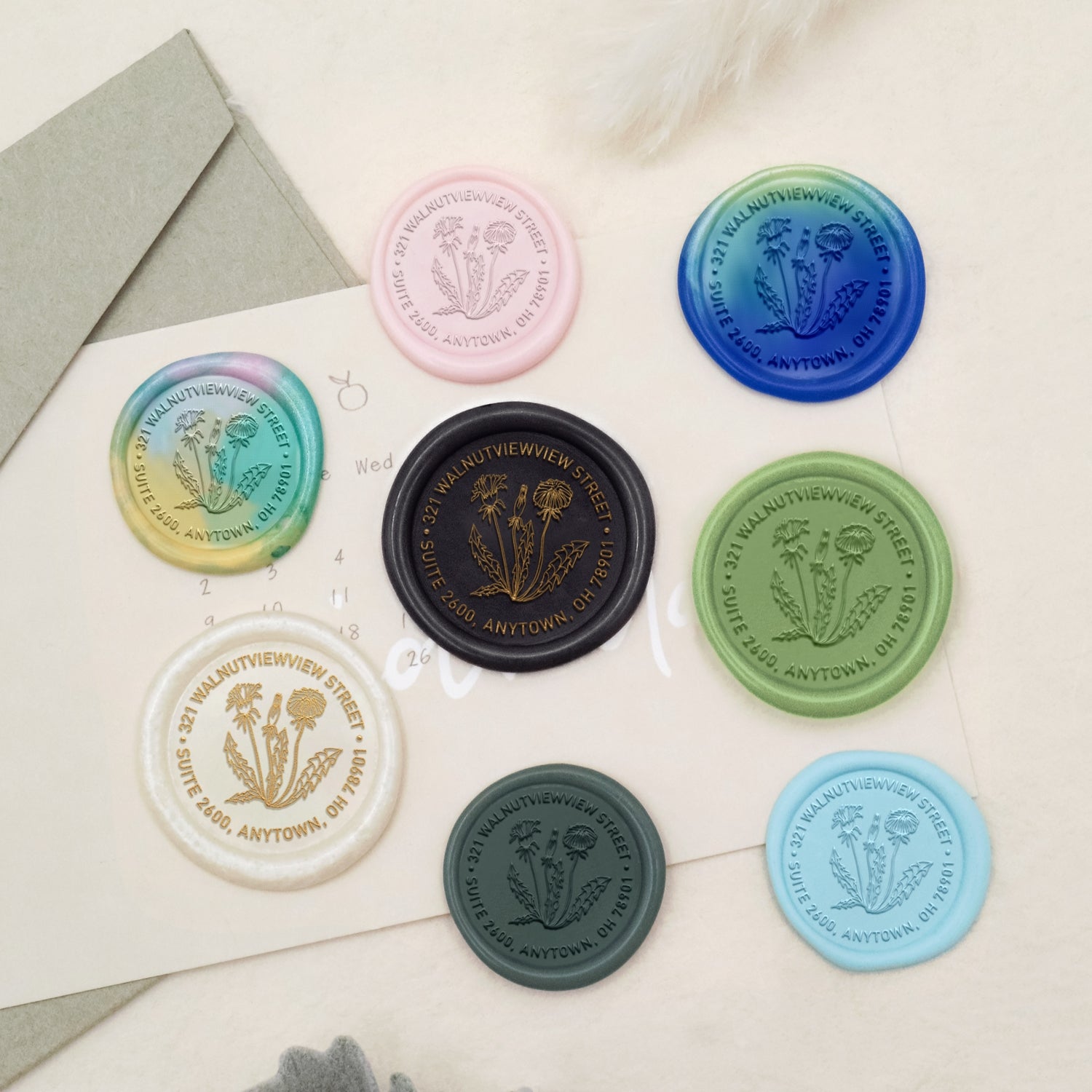 Custom Peony Address Wax Seal Stamp-11 3