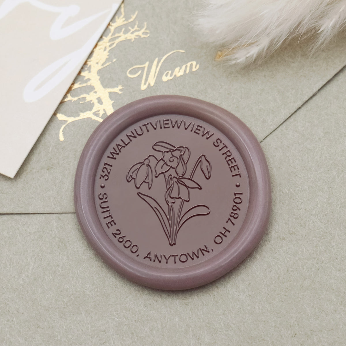 Custom Peony Address Wax Seal Stamp-6 1