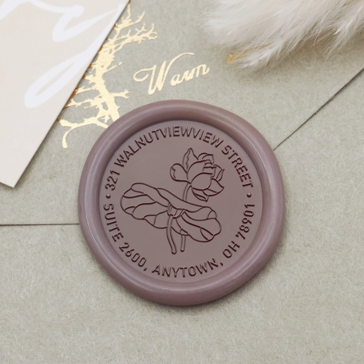 Custom Peony Address Wax Seal Stamp-9 1