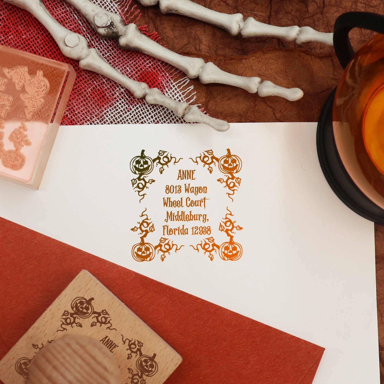 Custom Pumpkin Halloween Address Rubber Stamp2