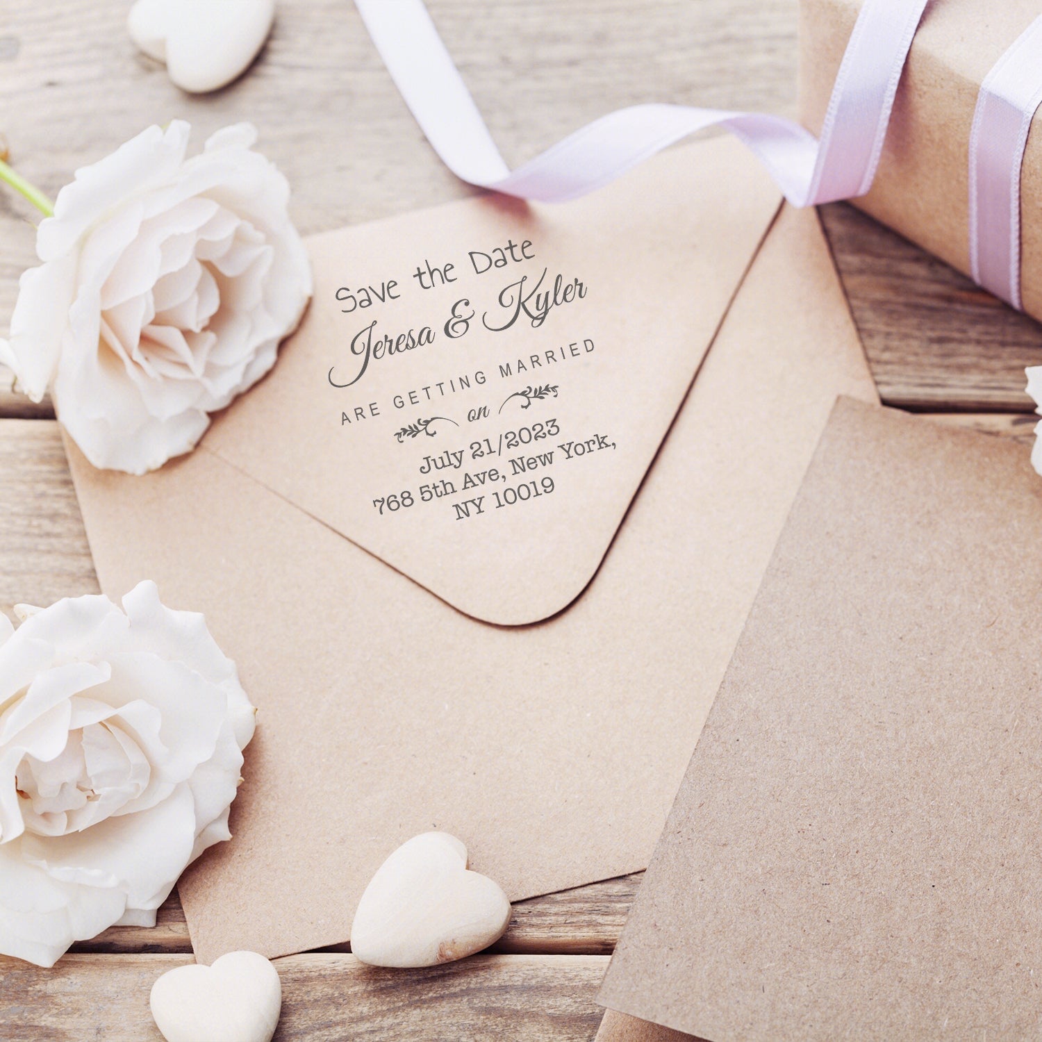 Custom Pure Text Print Font Wedding Save the Date Rubber Stamp wd3