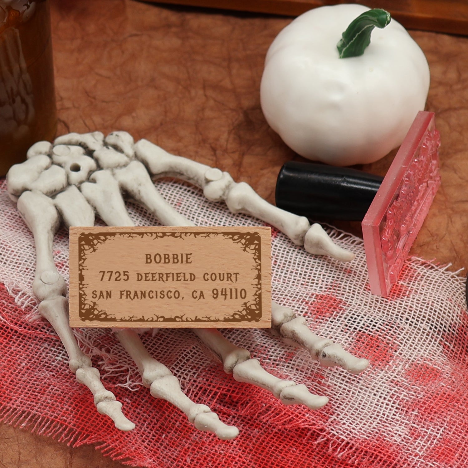Custom Rectangular Holloween Address Return Rubber Stamp - Style 21