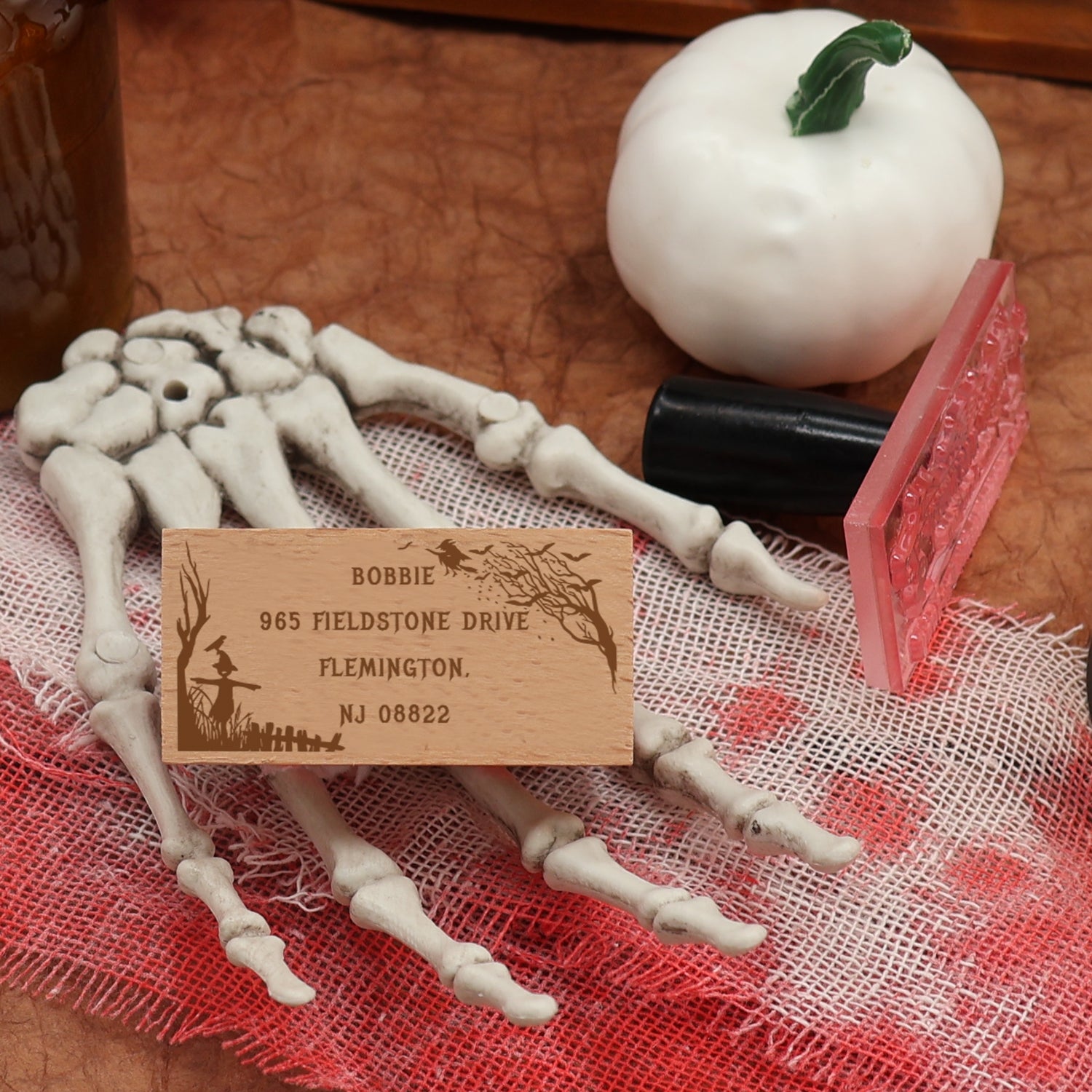 Custom Rectangular Holloween Address Return Rubber Stamp (27 Designs)-10 1