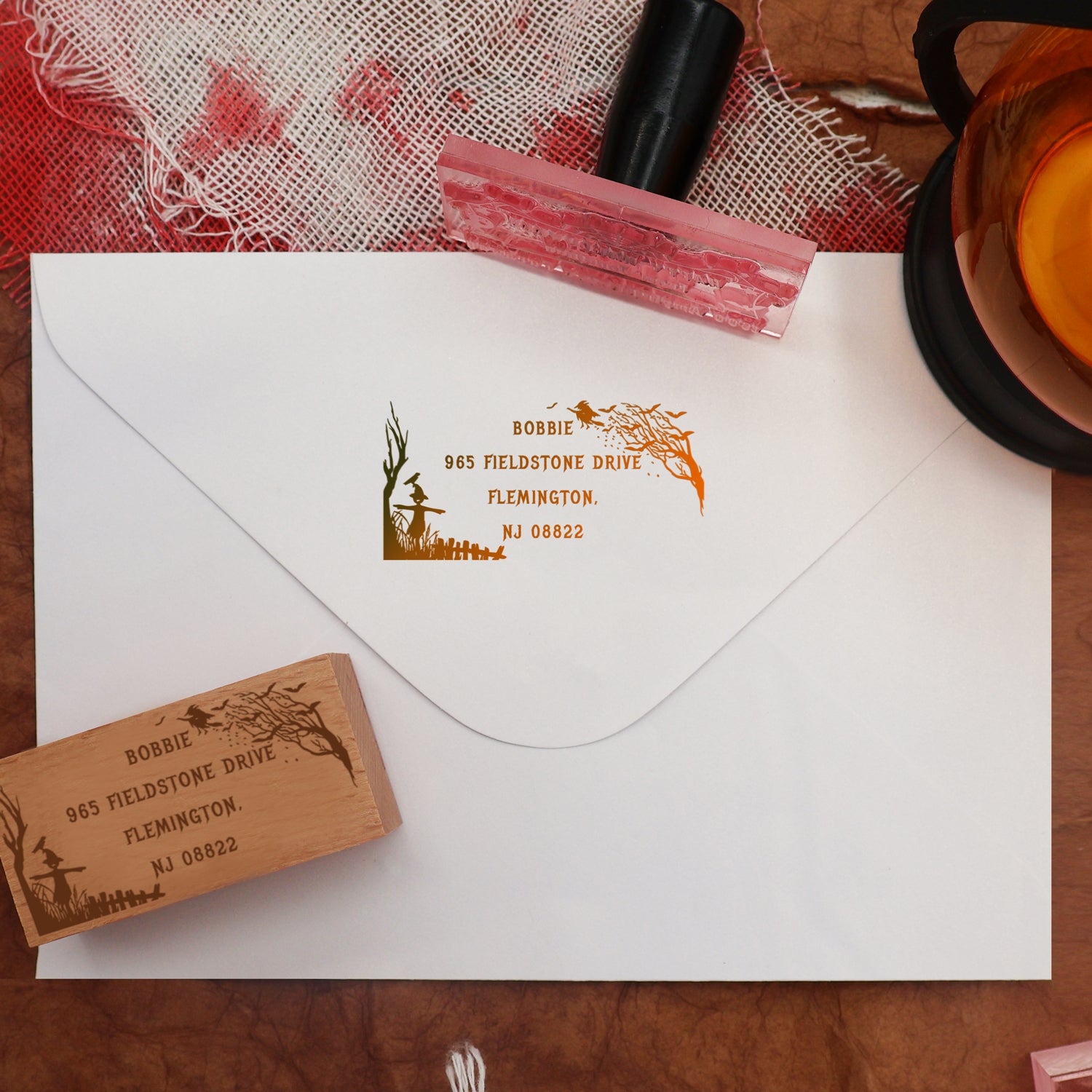 Custom Rectangular Holloween Address Return Rubber Stamp (27 Designs)-10 3