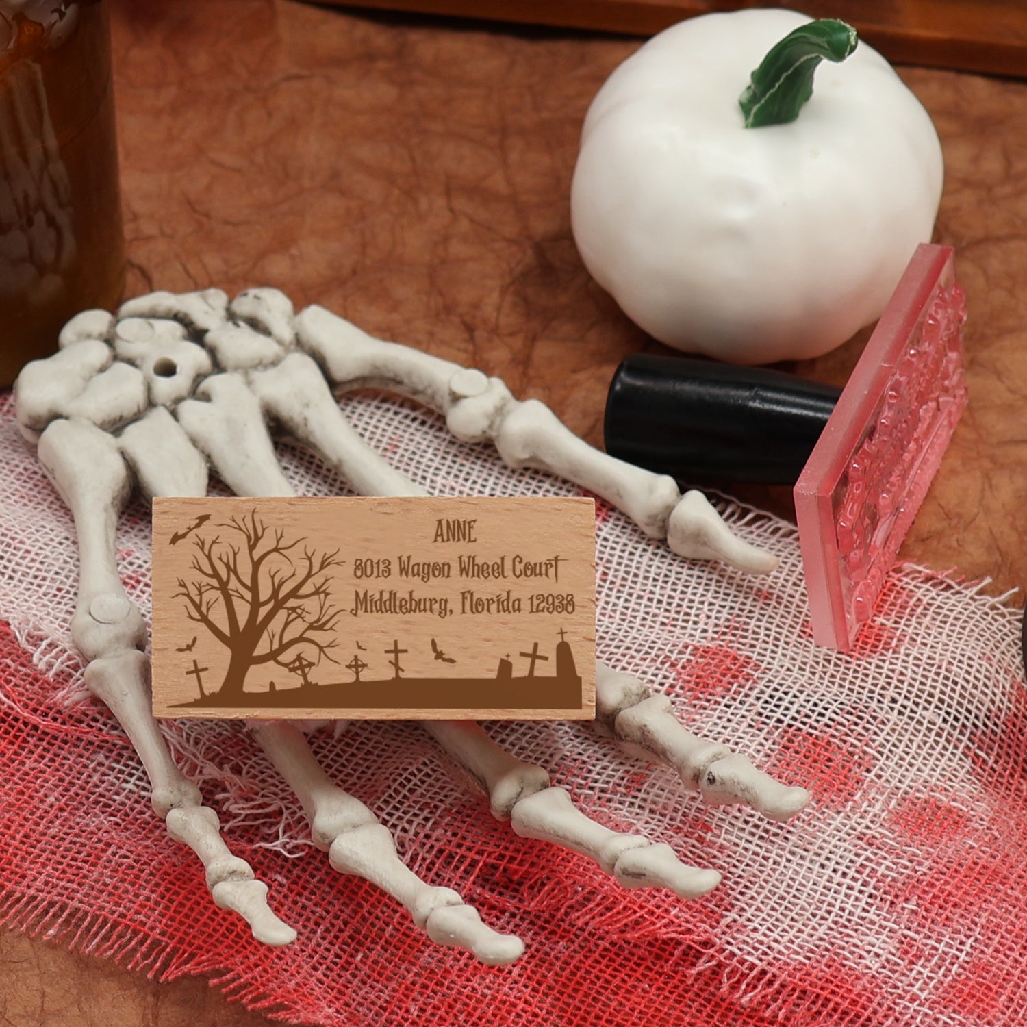 Custom Rectangular Holloween Address Return Rubber Stamp (27 Designs)-13 1