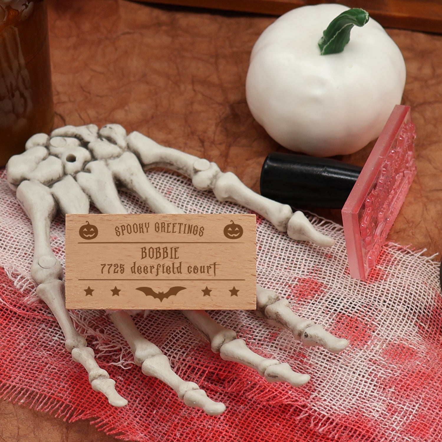 Custom Rectangular Holloween Address Return Rubber Stamp (27 Designs)-19 1