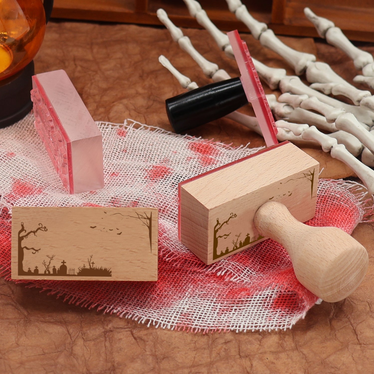 Custom Rectangular Holloween Address Return Rubber Stamp (27 Designs)-24 2