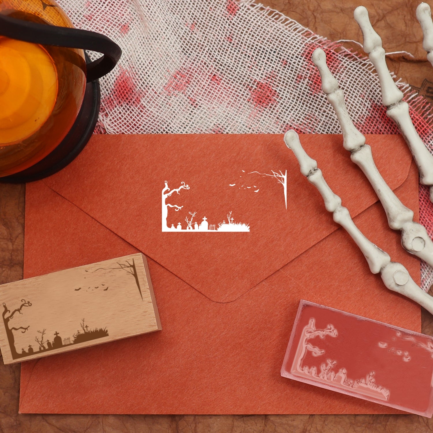 Custom Rectangular Holloween Address Return Rubber Stamp (27 Designs)-24 4