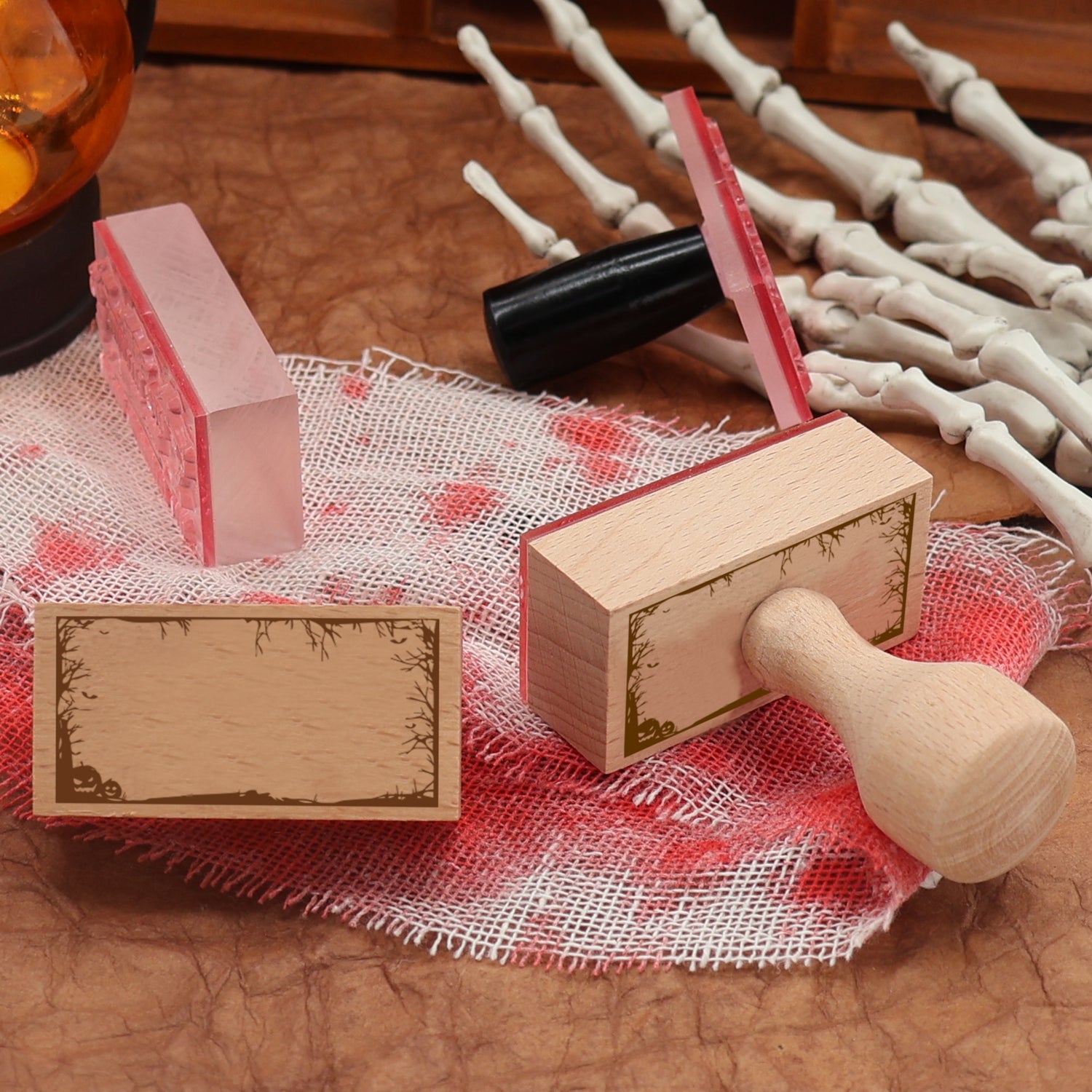 Custom Rectangular Holloween Address Return Rubber Stamp (27 Designs)-25 2