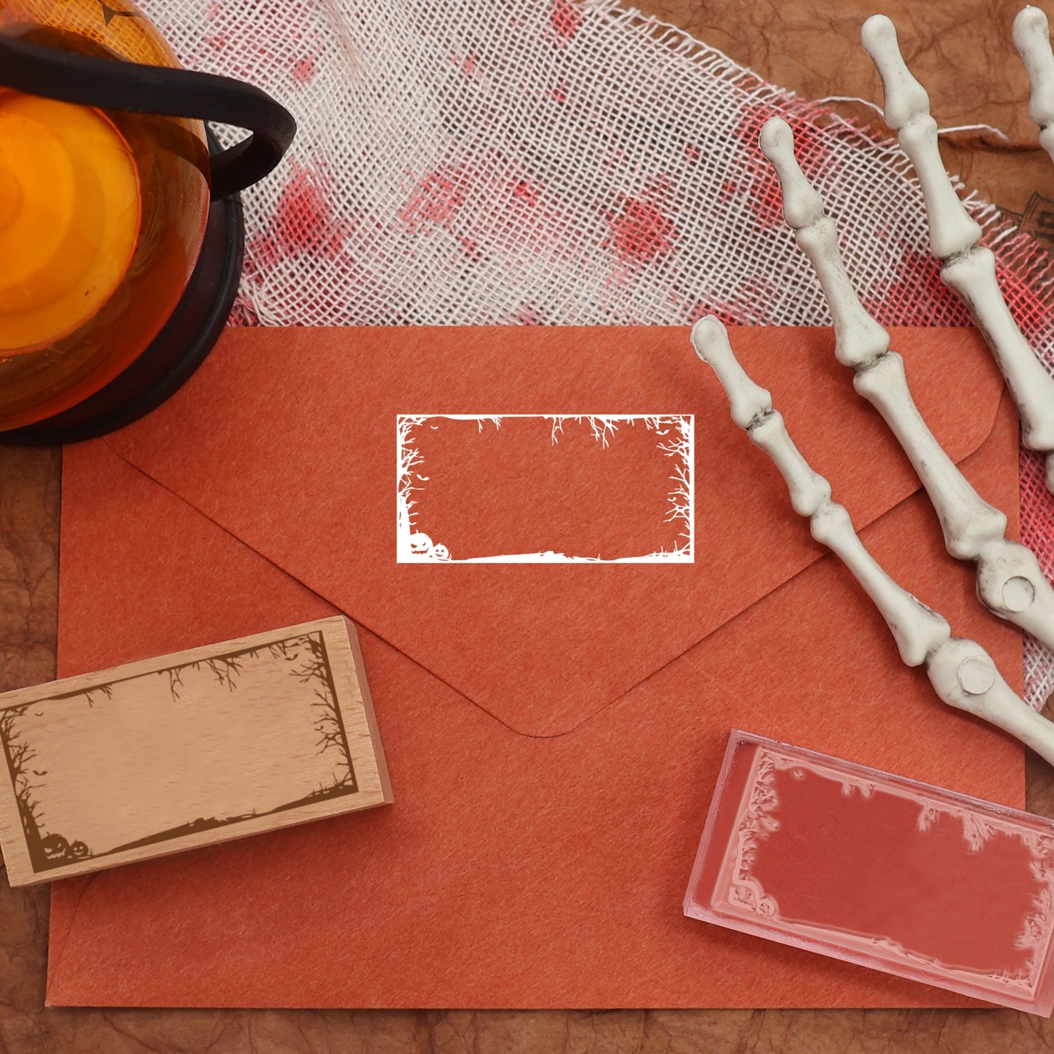 Custom Rectangular Holloween Address Return Rubber Stamp (27 Designs)-25 4
