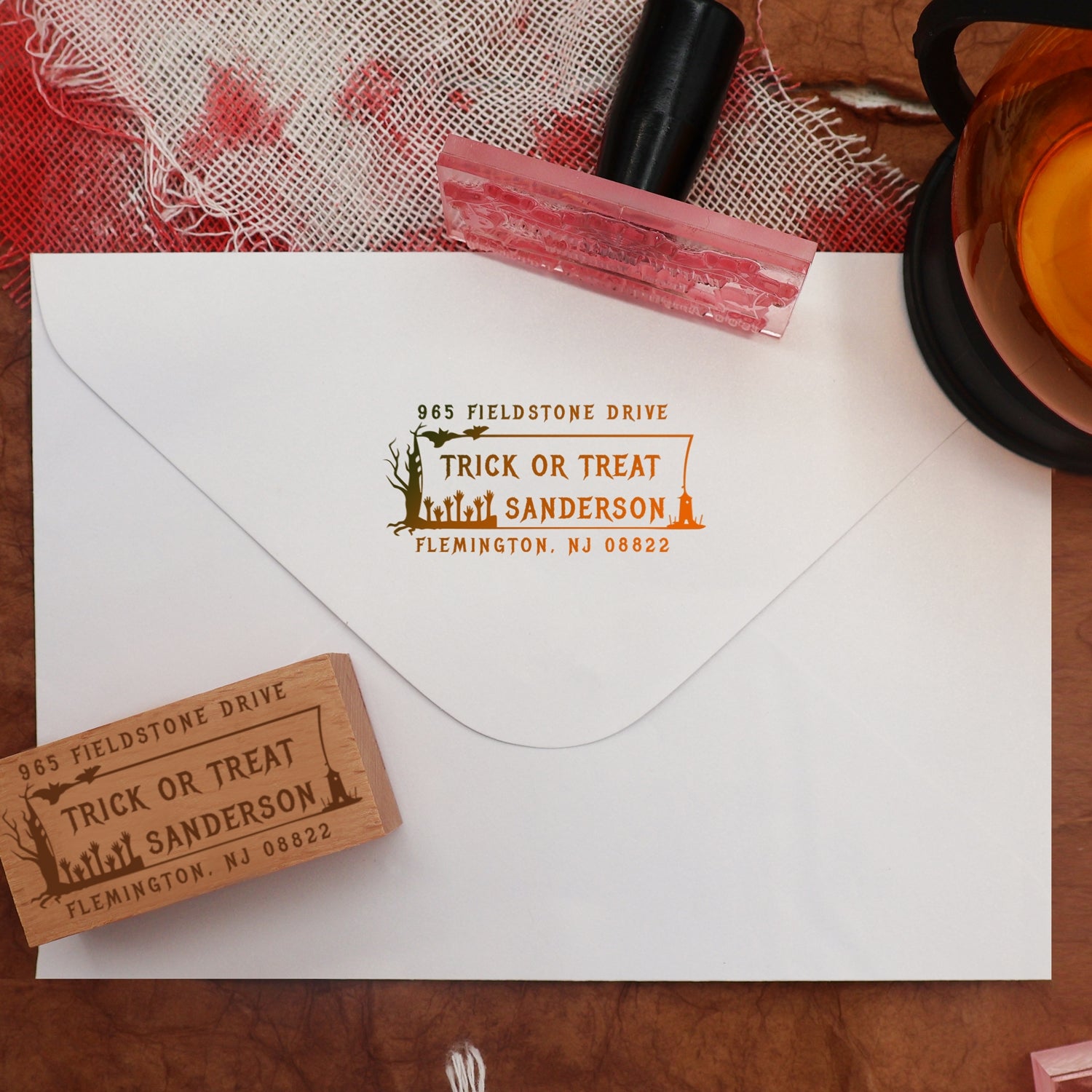 Custom Rectangular Holloween Address Return Rubber Stamp (27 Designs)-3 3