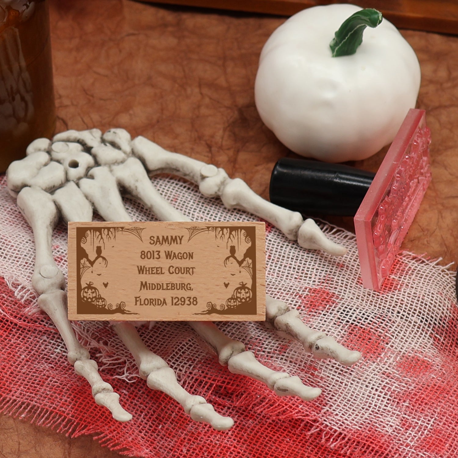 Custom Rectangular Holloween Address Return Rubber Stamp (27 Designs)-4 1