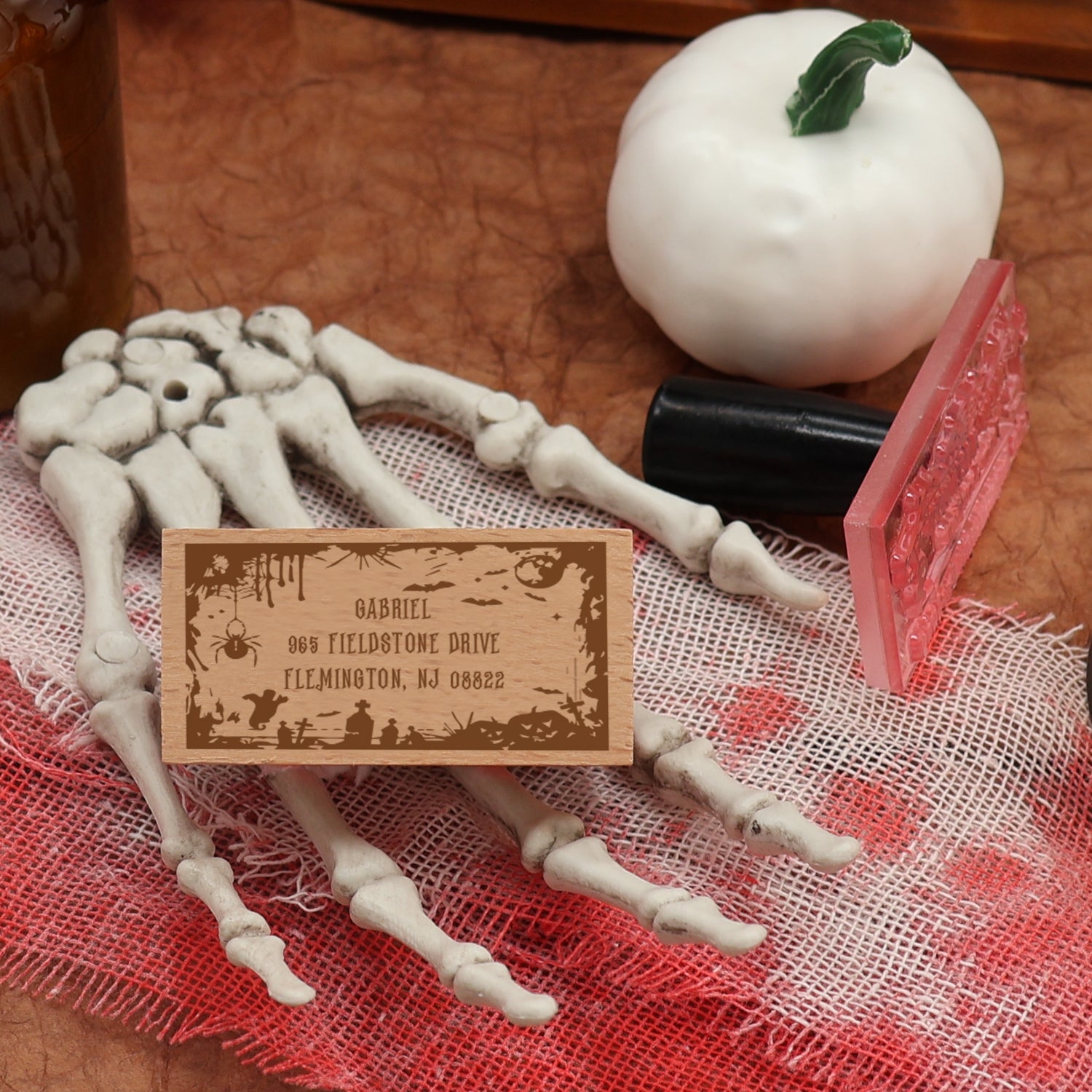 Custom Rectangular Holloween Address Return Rubber Stamp (27 Designs)-6 1