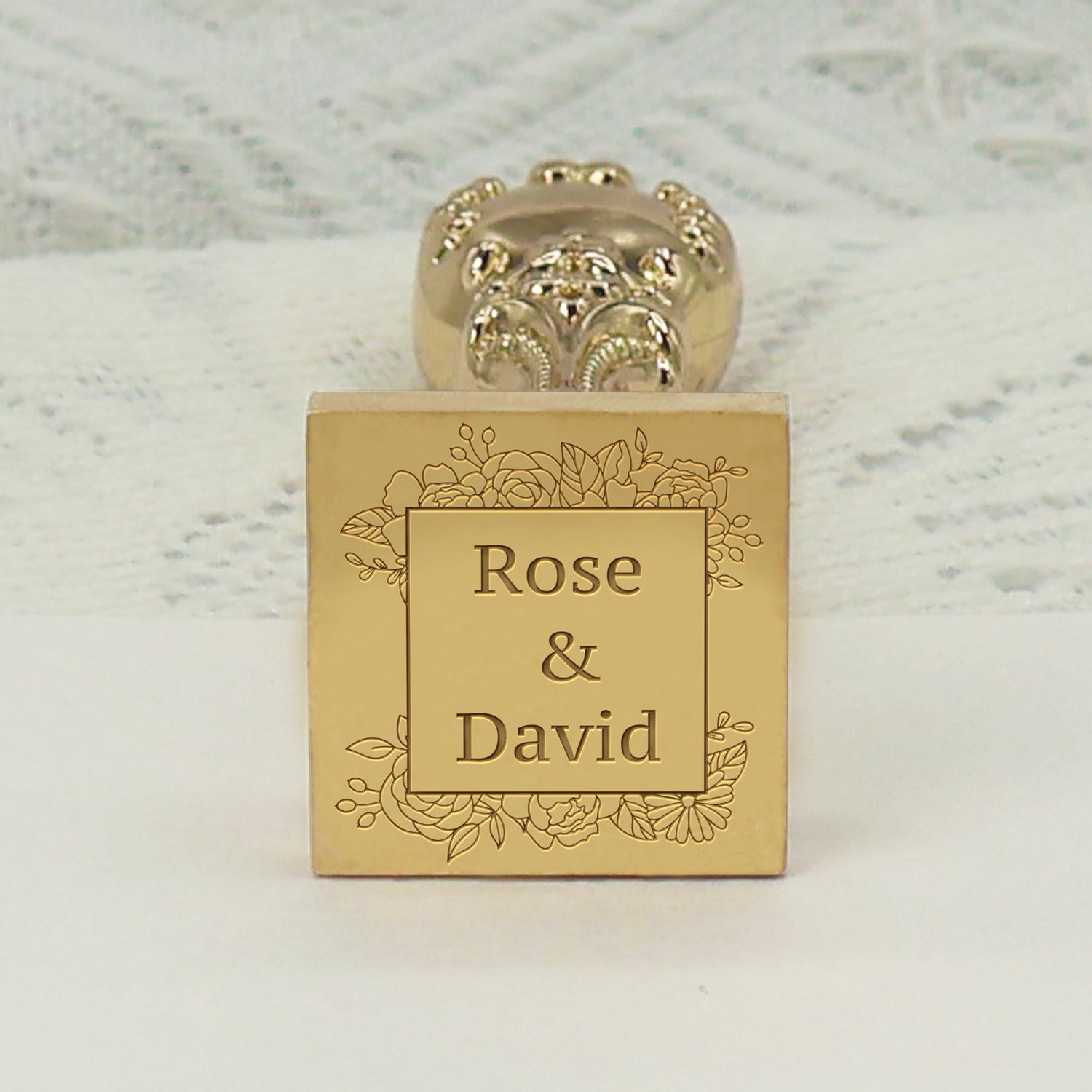 Custom Square Wedding Wax Seal Stamp - Style 8 - Stamprints2