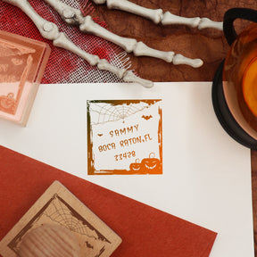 Custom Scary Pumpkin Halloween Address Rubber Stamp3