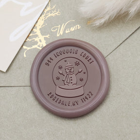 Custom Snowman Crystal Ball Christmas Address Wax Seal Stamp1