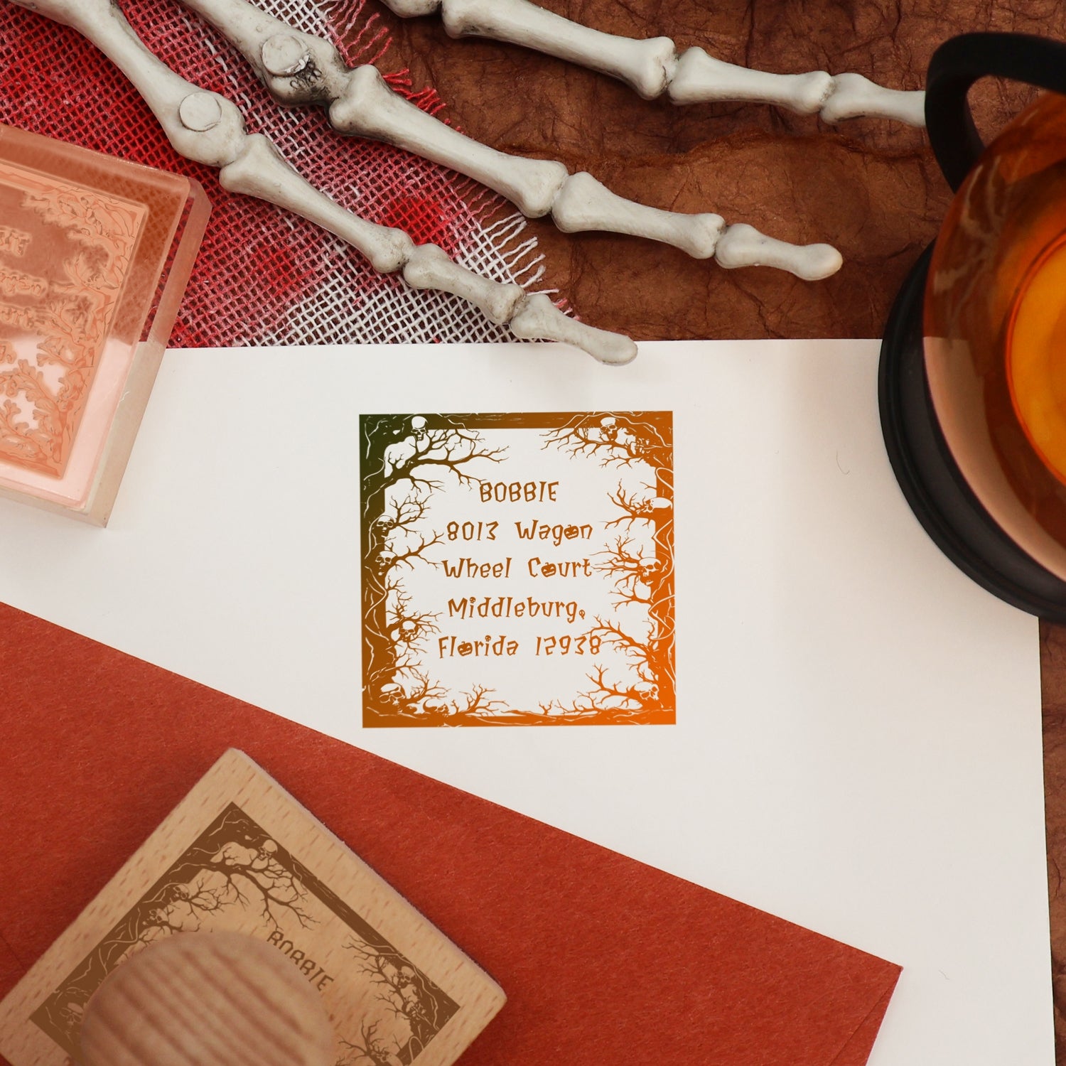 Custom Spooky Tree Branch Halloween Address Rubber Stamp2