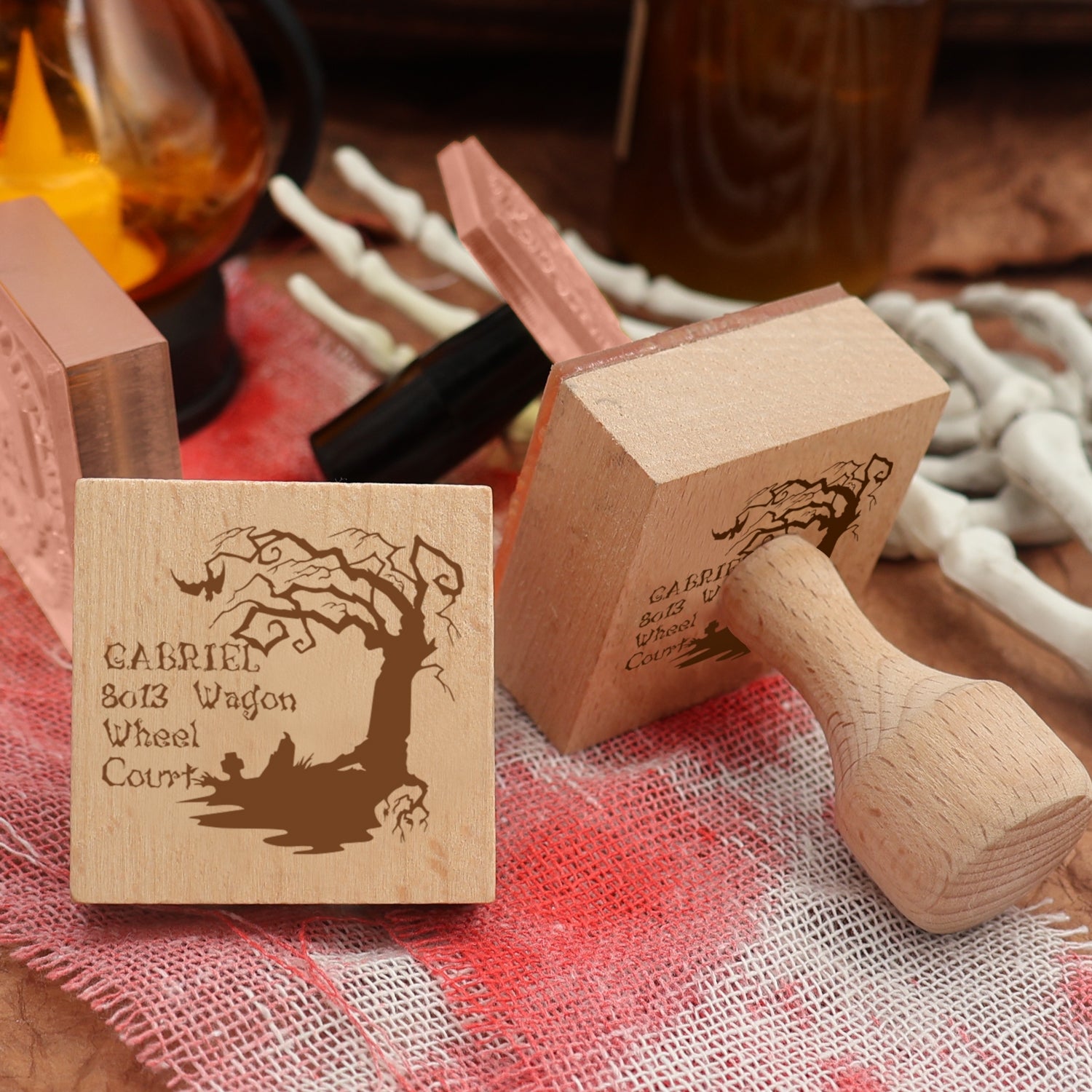 Custom Spooky Tree Halloween Address Rubber Stamp3
