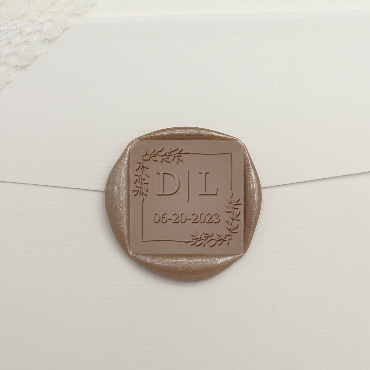 Custom Square Wedding Wax Seal Stamp - Style 13 - Stamprints1