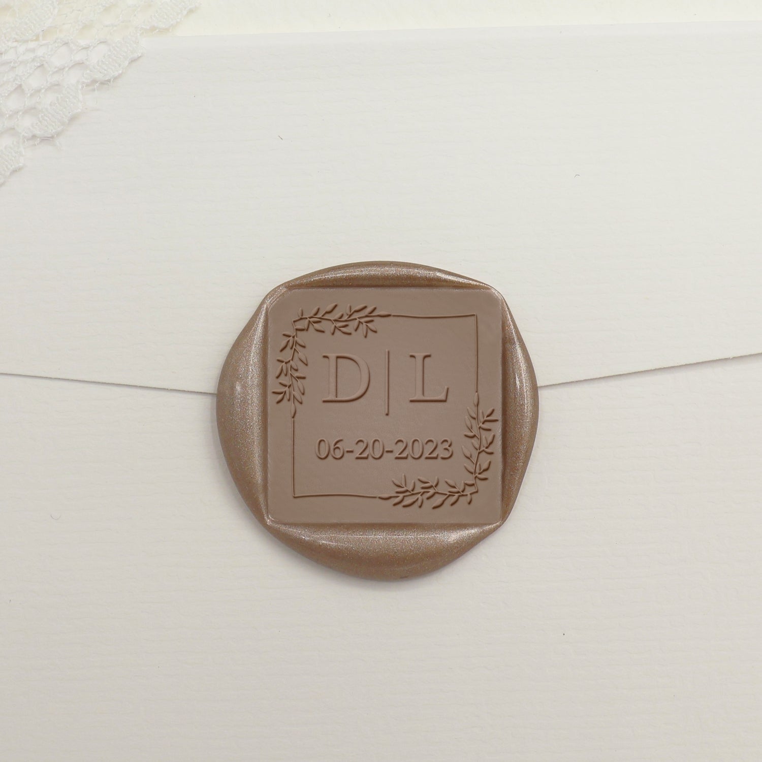 Custom Square Wedding Wax Seal Stamp - Style 13 - Stamprints1